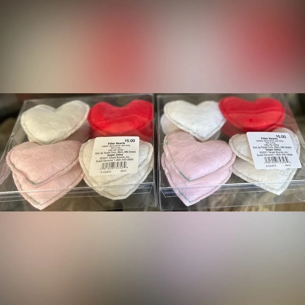 ‼️RARE‼️🎸SPRITZ🎸🔥NWT🔥Felt Stuffed Hearts-Pink, White, & Red (16)